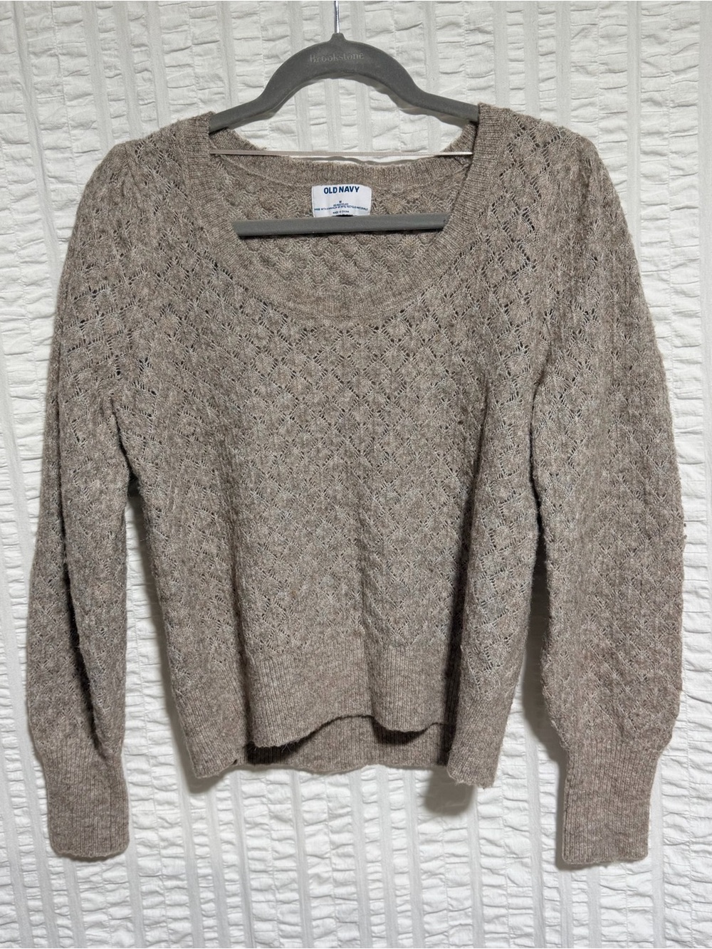 Old Navy Taupe Scoop Neck Knit Sweater